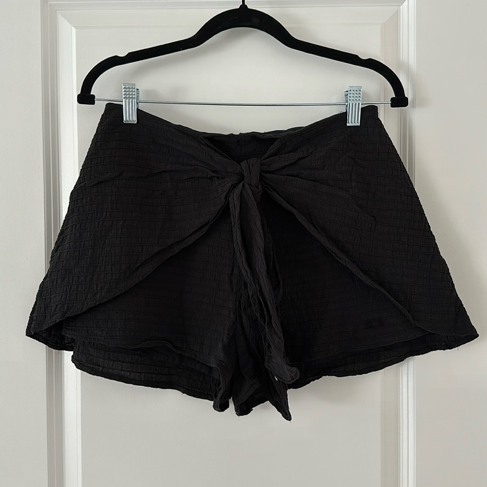 Black Front Tie Shorts